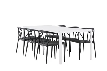 Break Spisegruppe 205 cm + 6 stk Stina Spisestoler Svart/Hvit - Hagemøbler & utemiljø - Hagegruppe - Spisegrupper hage