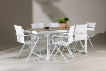 Merlo Spisegruppe 200 cm + 6 stk Alling Spisestoler Hvit - Hagemøbler & utemiljø - Hagegruppe - Spisegrupper hage