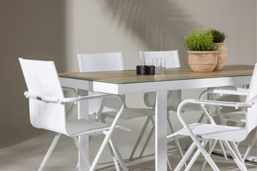 Merlo Spisegruppe 200 cm + 6 stk Alling Spisestoler Hvit - Hagemøbler & utemiljø - Hagegruppe - Spisegrupper hage