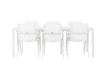 Break Spisegruppe 205 cm + 6 stk Alling Spisestoler Hvit - Hagemøbler & utemiljø - Hagegruppe - Spisegrupper hage