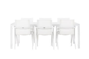 Break Spisegruppe 205 cm + 6 stk Alling Spisestoler Hvit - Hagemøbler & utemiljø - Hagegruppe - Spisegrupper hage