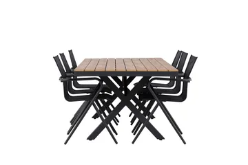 Garcia Spisegruppe 200 cm + 6 stk Alling Spisestoler Svart - Hagemøbler & utemiljø - Hagegruppe - Spisegrupper hage