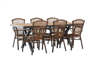 Garcia Spisegruppe 200 cm + 6 stk Galera Spisestoler Brun/Svart - Hagemøbler & utemiljø - Hagegruppe - Spisegrupper hage