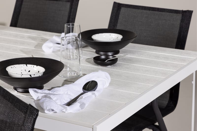 Break Spisegruppe 205 cm + 6 stk Alling Spisestoler Svart/Hvit - Hagemøbler & utemiljø - Hagegruppe - Spisegrupper hage