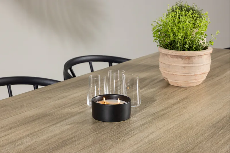 Merlo Spisegruppe 200 cm + 6 stk Stina Spisestoler Svart/Hvit - Hagemøbler & utemiljø - Hagegruppe - Spisegrupper hage