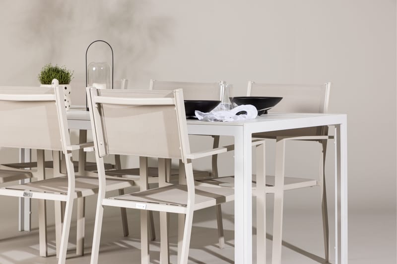 Break Spisegruppe 205 cm + 6 stk Copacabana Spisestoler Beige/Hvit - Hagemøbler & utemiljø - Hagegruppe - Spisegrupper hage