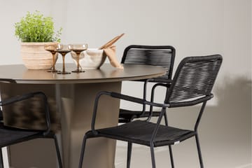 Santa Fe Spisegruppe Rund 120 cm + 4 stk Hochanas Spisestoler Svart/Brun - Hagemøbler & utemiljø - Hagegruppe - Spisegrupper hage