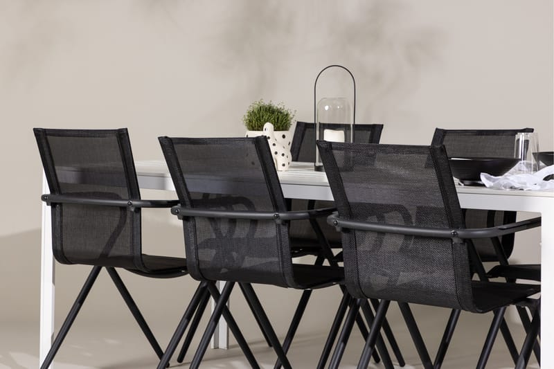 Break Spisegruppe 205 cm + 6 stk Alling Spisestoler Svart/Hvit - Hagemøbler & utemiljø - Hagegruppe - Spisegrupper hage