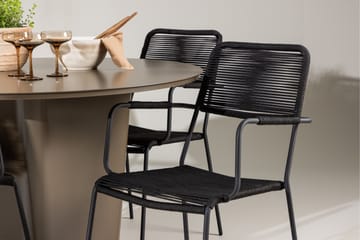 Santa Fe Spisegruppe Rund 120 cm + 4 stk Hochanas Spisestoler Svart/Brun - Hagemøbler & utemiljø - Hagegruppe - Spisegrupper hage