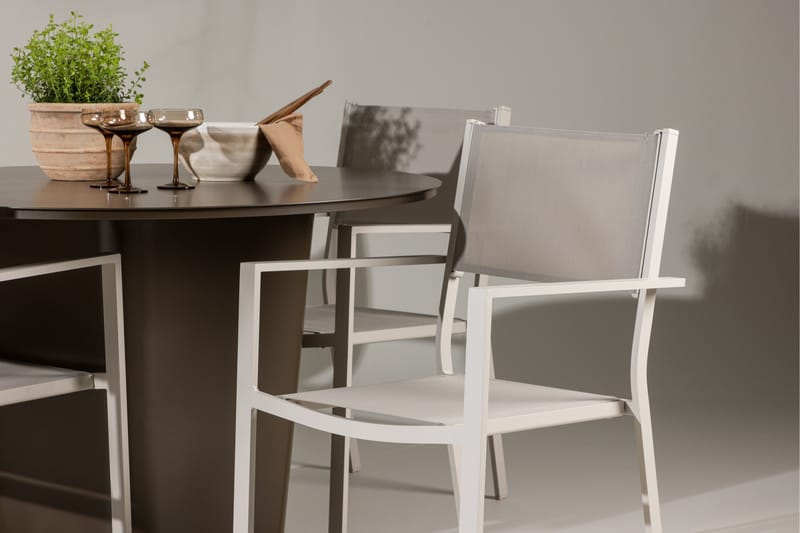 Santa Fe Spisegruppe Rund 120 cm + 4 stk Copacabana Spisestoler Beige/Brun - Hagemøbler & utemiljø - Hagegruppe - Spisegrupper hage