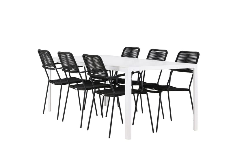 Break Spisegruppe 205 cm + 6 stk Hochanas Spisestoler Svart/Brun - Hagemøbler & utemiljø - Hagegruppe - Spisegrupper hage