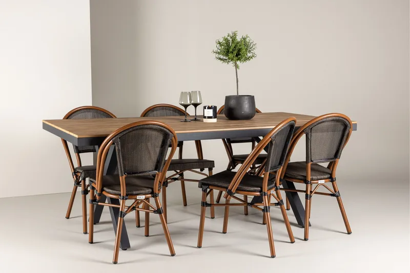 Garcia Spisegruppe 200 cm + 6 stk Guarda Spisestoler Svart - Hagemøbler & utemiljø - Hagegruppe - Spisegrupper hage