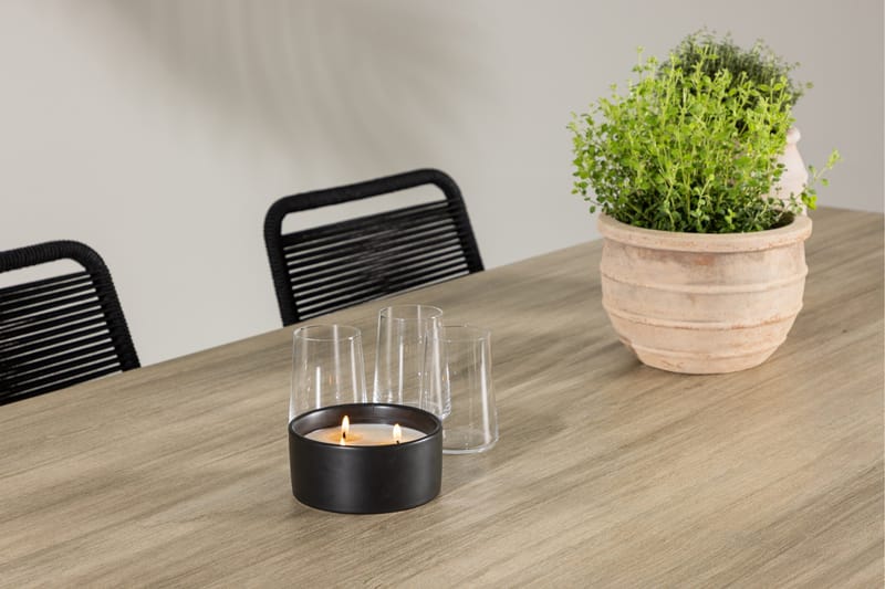 Merlo Spisegruppe 200 cm + 6 stk Linero Spisestoler Svart/Hvit - Hagemøbler & utemiljø - Hagegruppe - Spisegrupper hage