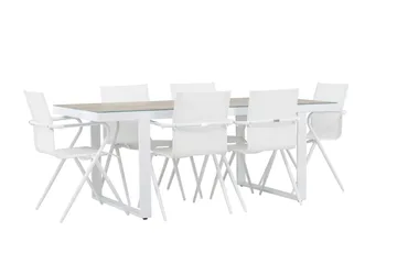 Merlo Spisegruppe 200 cm + 6 stk Alling Spisestoler Hvit - Hagemøbler & utemiljø - Hagegruppe - Spisegrupper hage