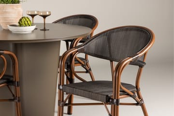 Santa Fe Spisegruppe Rund 120 cm + 4 stk Vila Spisestoler Svart/Brun - Hagemøbler & utemiljø - Hagegruppe - Spisegrupper hage