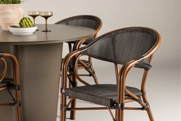 Santa Fe Spisegruppe Rund 120 cm + 4 stk Vila Spisestoler Svart/Brun - Hagemøbler & utemiljø - Hagegruppe - Spisegrupper hage