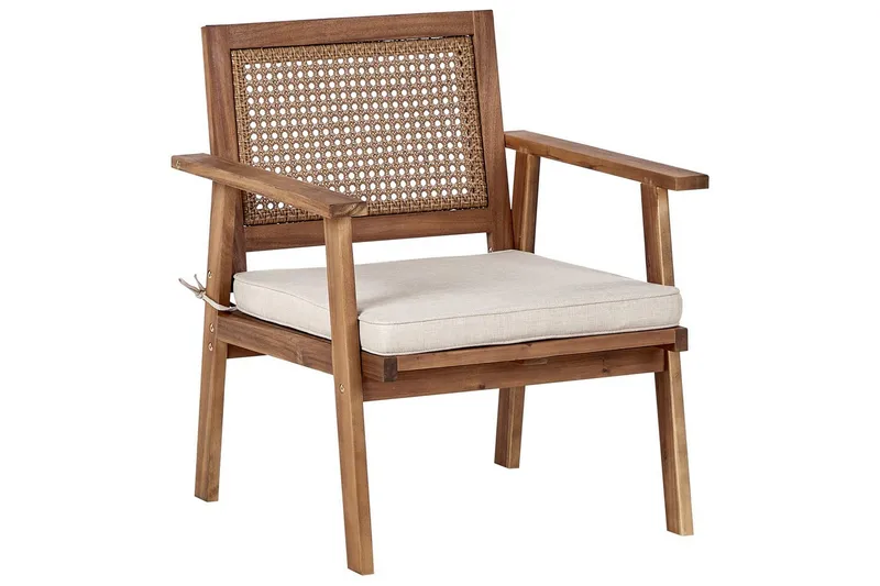2-sitssoffa med fåtöljer Beliani Arenella Light wood||Beige - Hagemøbler & utemiljø - Hagegruppe - Sofagruppe utendørs