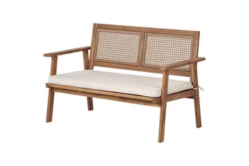 2-sitssoffa med fåtöljer Beliani Arenella Light wood||Beige - Hagemøbler & utemiljø - Hagegruppe - Sofagruppe utendørs