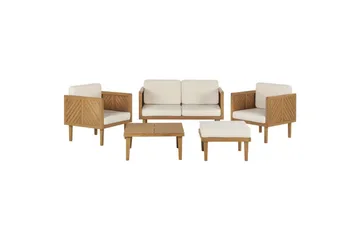 2-sitssoffa med fåtöljer Beliani Baratti Light wood||Beige - Hagemøbler & utemiljø - Hagegruppe - Sofagruppe utendørs