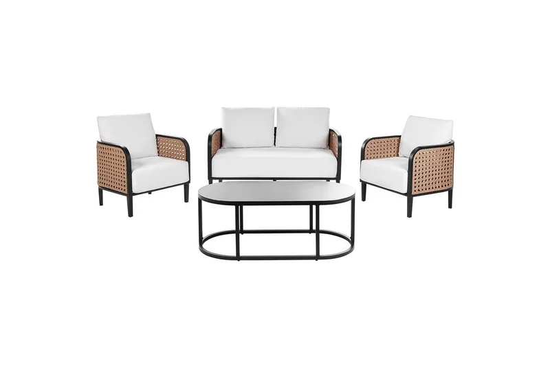 2-sitssoffa med fåtöljer Beliani Montefalco White||Black