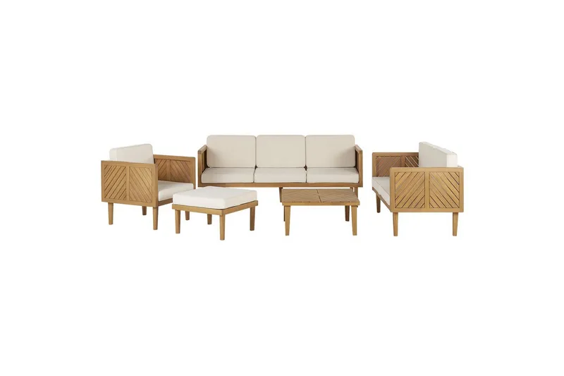 3-sitssoffa med fåtöljer Beliani Baratti Light wood||Beige