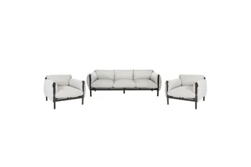 3-sitssoffa med fåtöljer Beliani Esperia Grey, Black - Hagemøbler & utemiljø - Hagegruppe - Sofagruppe utendørs