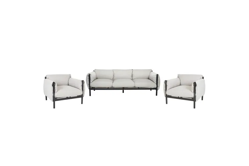 3-sitssoffa med fåtöljer Beliani Esperia Grey, Black