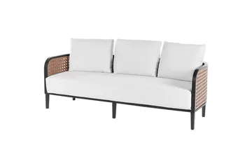 3-sitssoffa med fåtöljer Beliani Montefalco White||Black - Hagemøbler & utemiljø - Hagegruppe - Sofagruppe utendørs