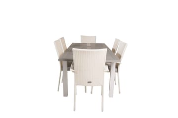 Albany Matgruppe 150-210 cm Rektangulær med 6 Anna Stoler - Grå - Hagemøbler & utemiljø - Hagegruppe - Spisegrupper hage