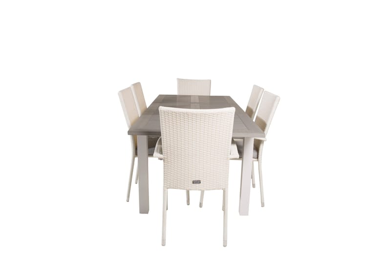 Albany Matgruppe 150-210 cm Rektangulær med 6 Anna Stoler, Grå