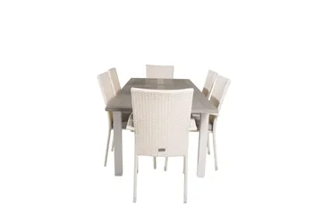 Albany Matgruppe 150-210 cm Rektangulær med 6 Anna Stoler - Grå - Hagemøbler & utemiljø - Hagegruppe - Spisegrupper hage