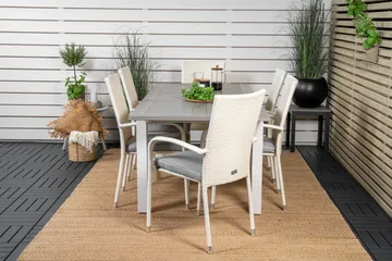 Albany Matgruppe 150-210 cm Rektangulær med 6 Anna Stoler - Grå - Hagemøbler & utemiljø - Hagegruppe - Spisegrupper hage