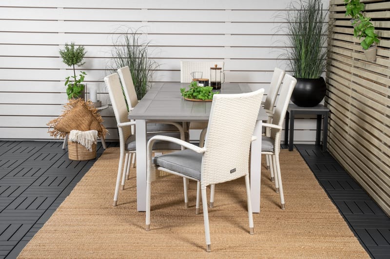 Albany Matgruppe 150-210 cm Rektangulær med 6 Anna Stoler - Grå - Hagemøbler & utemiljø - Hagegruppe - Spisegrupper hage