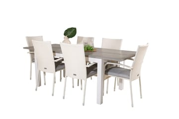 Albany Matgruppe 150-210 cm Rektangulær med 6 Anna Stoler - Grå - Hagemøbler & utemiljø - Hagegruppe - Spisegrupper hage