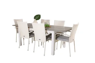 Albany Matgruppe 150-210 cm Rektangulær med 6 Anna Stoler - Grå - Hagemøbler & utemiljø - Hagegruppe - Spisegrupper hage