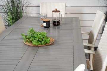 Albany Matgruppe 150-210 cm Rektangulær med 6 Anna Stoler - Grå - Hagemøbler & utemiljø - Hagegruppe - Spisegrupper hage