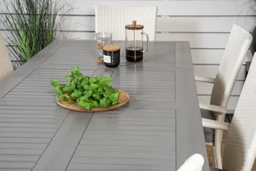 Albany Matgruppe 150-210 cm Rektangulær med 6 Anna Stoler - Grå - Hagemøbler & utemiljø - Hagegruppe - Spisegrupper hage