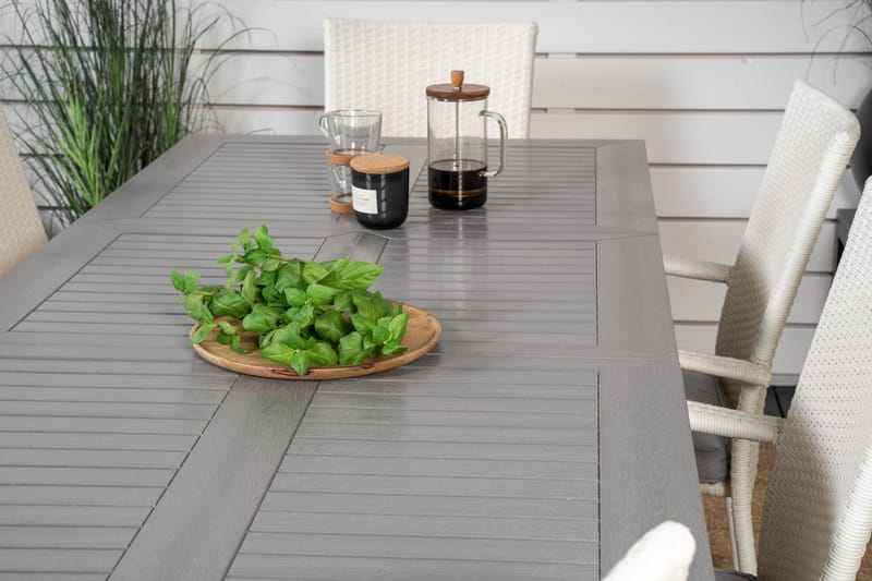 Albany Matgruppe 150-210 cm Rektangulær med 6 Anna Stoler - Grå - Hagemøbler & utemiljø - Hagegruppe - Spisegrupper hage