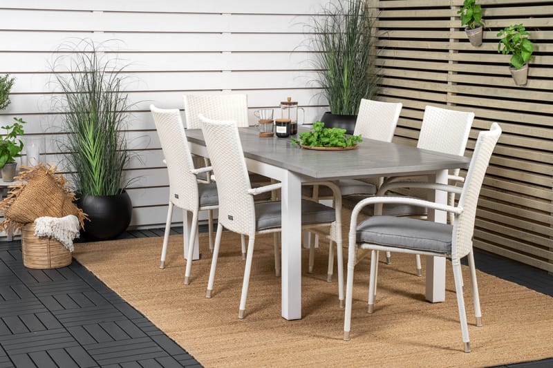 Albany Matgruppe 150-210 cm Rektangulær med 6 Anna Stoler - Grå - Hagemøbler & utemiljø - Hagegruppe - Spisegrupper hage