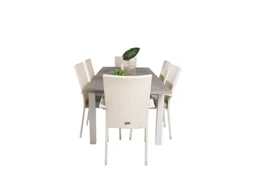 Albany Matgruppe 150-210 cm Rektangulær med 6 Anna Stoler - Grå - Hagemøbler & utemiljø - Hagegruppe - Spisegrupper hage