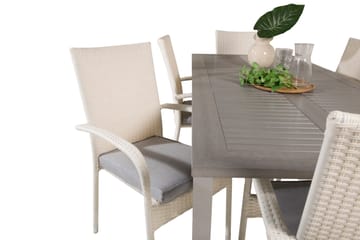 Albany Matgruppe 150-210 cm Rektangulær med 6 Anna Stoler - Grå - Hagemøbler & utemiljø - Hagegruppe - Spisegrupper hage