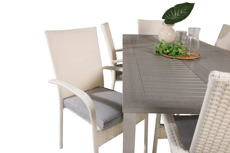 Albany Matgruppe 150-210 cm Rektangulær med 6 Anna Stoler - Grå - Hagemøbler & utemiljø - Hagegruppe - Spisegrupper hage