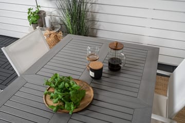 Albany Spisegruppe 150-210 cm Rektangulær med 4 Santorini Stoler - Grå - Hagemøbler & utemiljø - Hagegruppe - Spisegrupper hage