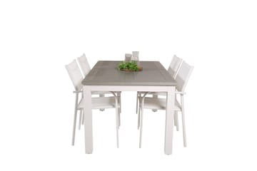 Albany Spisegruppe 150-210 cm Rektangulær med 4 Santorini Stoler - Grå - Hagemøbler & utemiljø - Hagegruppe - Spisegrupper hage