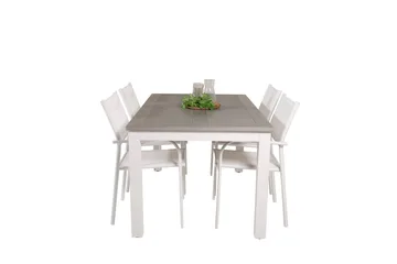 Albany Spisegruppe 150-210 cm Rektangulær med 4 Santorini Stoler - Grå - Hagemøbler & utemiljø - Hagegruppe - Spisegrupper hage