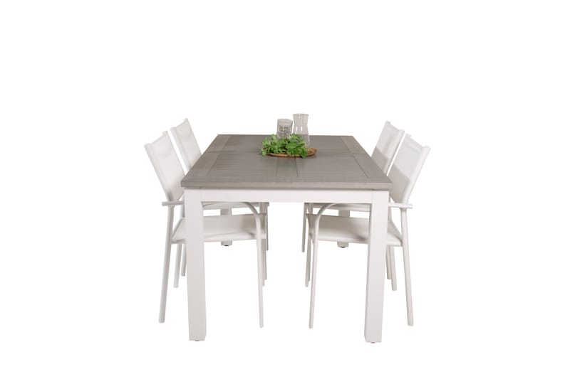 Albany Spisegruppe 150-210 cm Rektangulær med 4 Santorini Stoler - Grå - Hagemøbler & utemiljø - Hagegruppe - Spisegrupper hage