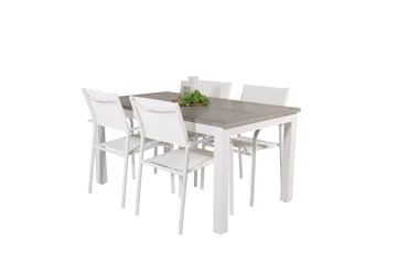 Albany Spisegruppe 150-210 cm Rektangulær med 4 Santorini Stoler - Grå - Hagemøbler & utemiljø - Hagegruppe - Spisegrupper hage