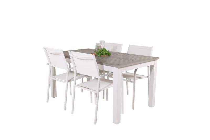 Albany Spisegruppe 150-210 cm Rektangulær med 4 Santorini Stoler - Grå - Hagemøbler & utemiljø - Hagegruppe - Spisegrupper hage