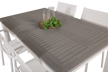 Albany Spisegruppe 150-210 cm Rektangulær med 4 Santorini Stoler - Grå - Hagemøbler & utemiljø - Hagegruppe - Spisegrupper hage