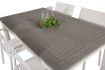 Albany Spisegruppe 150-210 cm Rektangulær med 4 Santorini Stoler - Grå - Hagemøbler & utemiljø - Hagegruppe - Spisegrupper hage